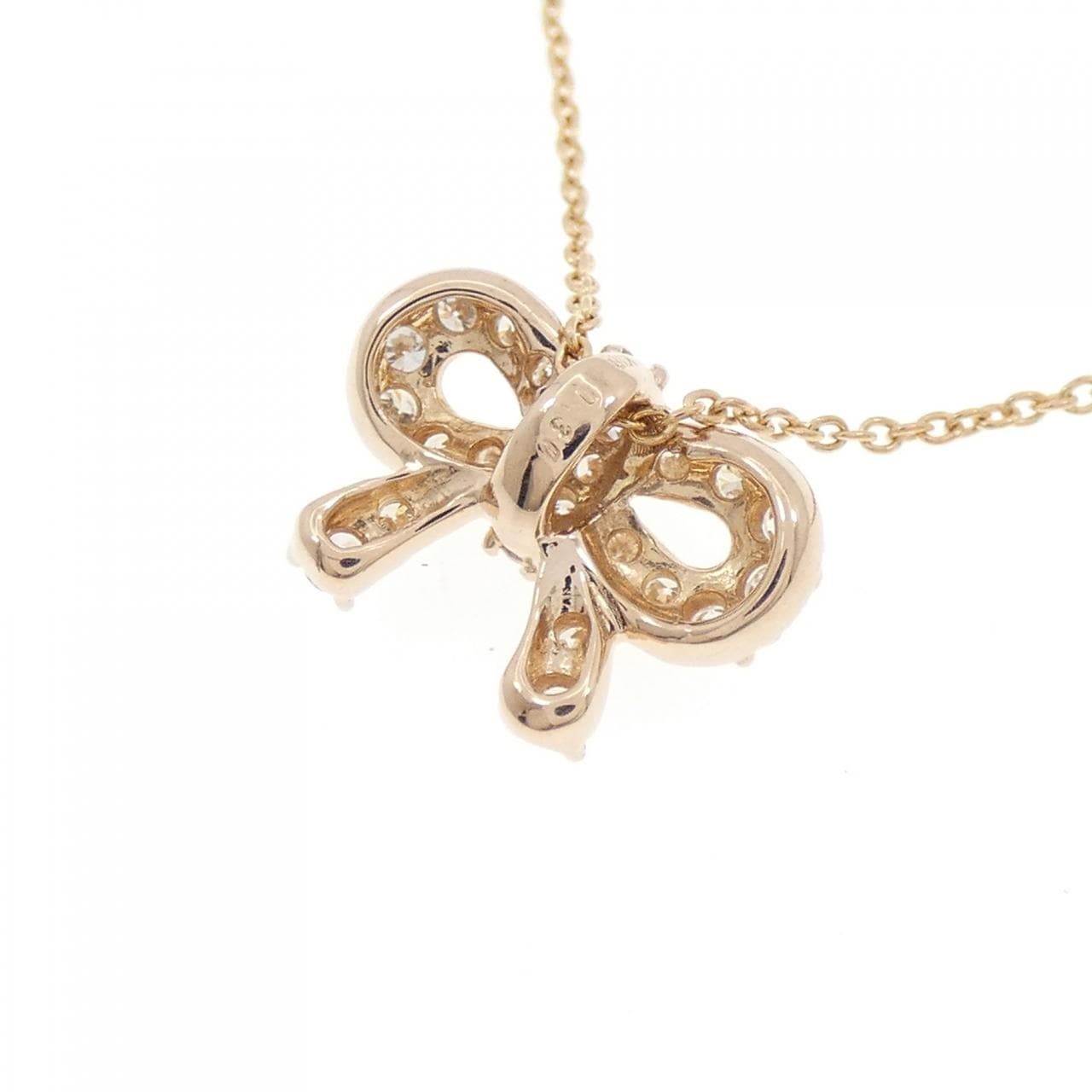 K18PG リボン ダイヤモンド ネックレス 0.30CT