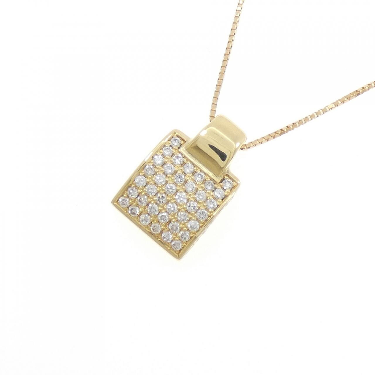 K18YG パヴェ ダイヤモンド ネックレス 0.65CT