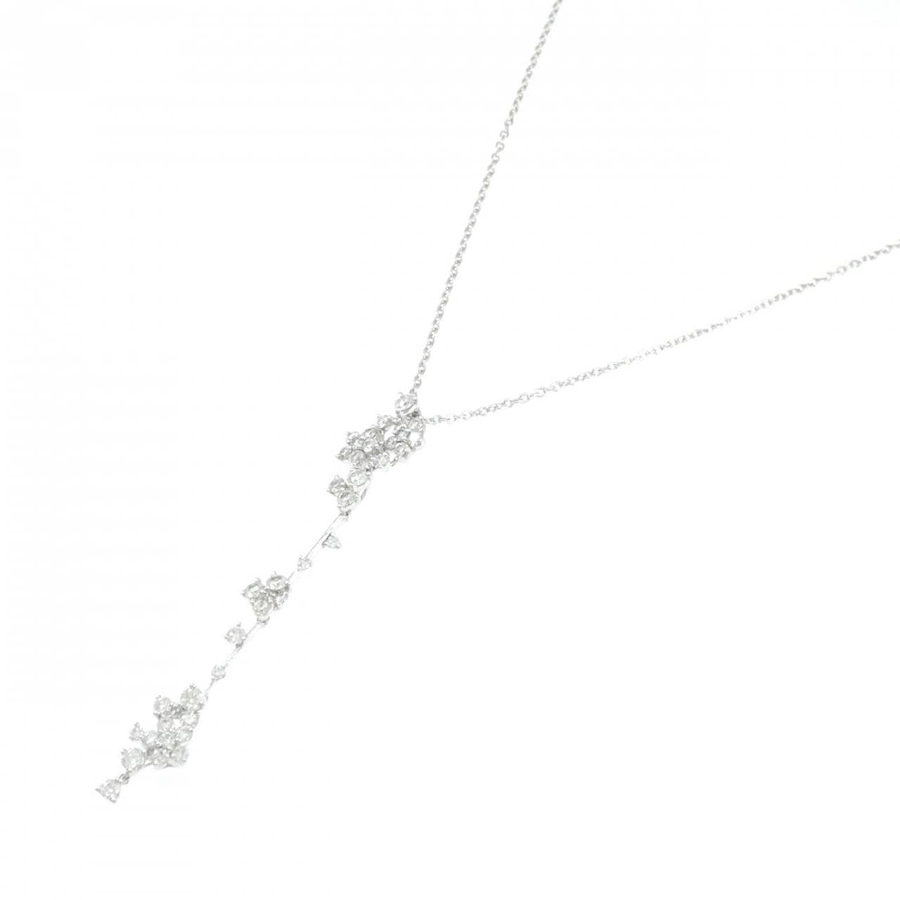 750WG/PT850 フラワー ダイヤモンド ネックレス 1.33CT