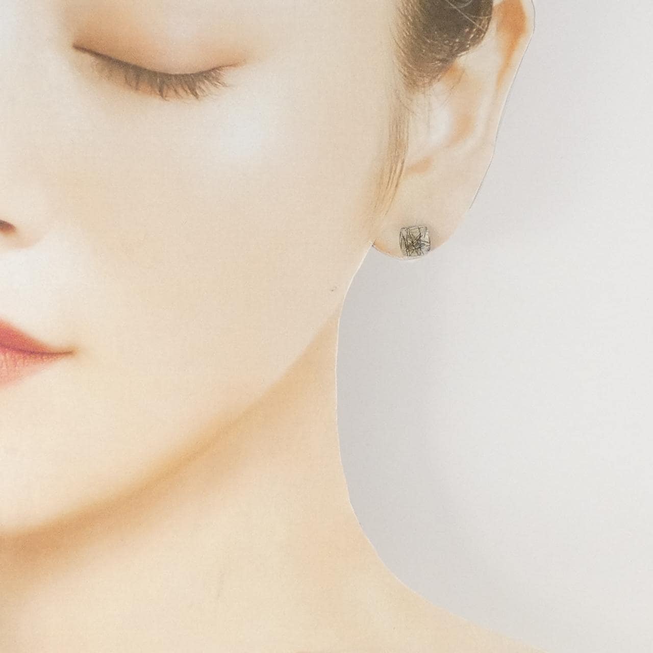 アガット トルマリンインクオーツ ピアス