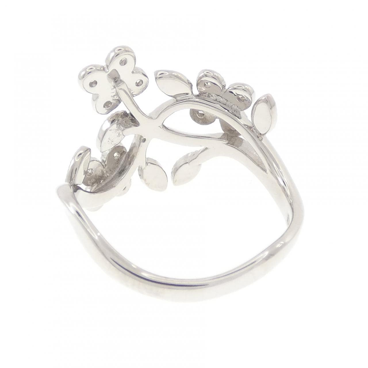 K18WG フラワー ダイヤモンド リング 0.21CT