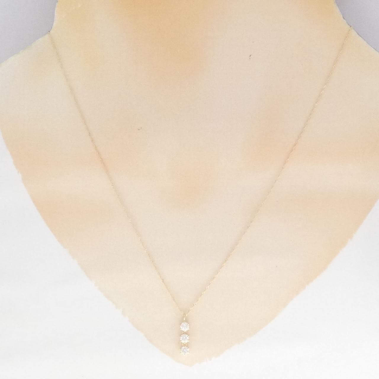 K18YG スリーストーン ダイヤモンド ネックレス 0.4CT