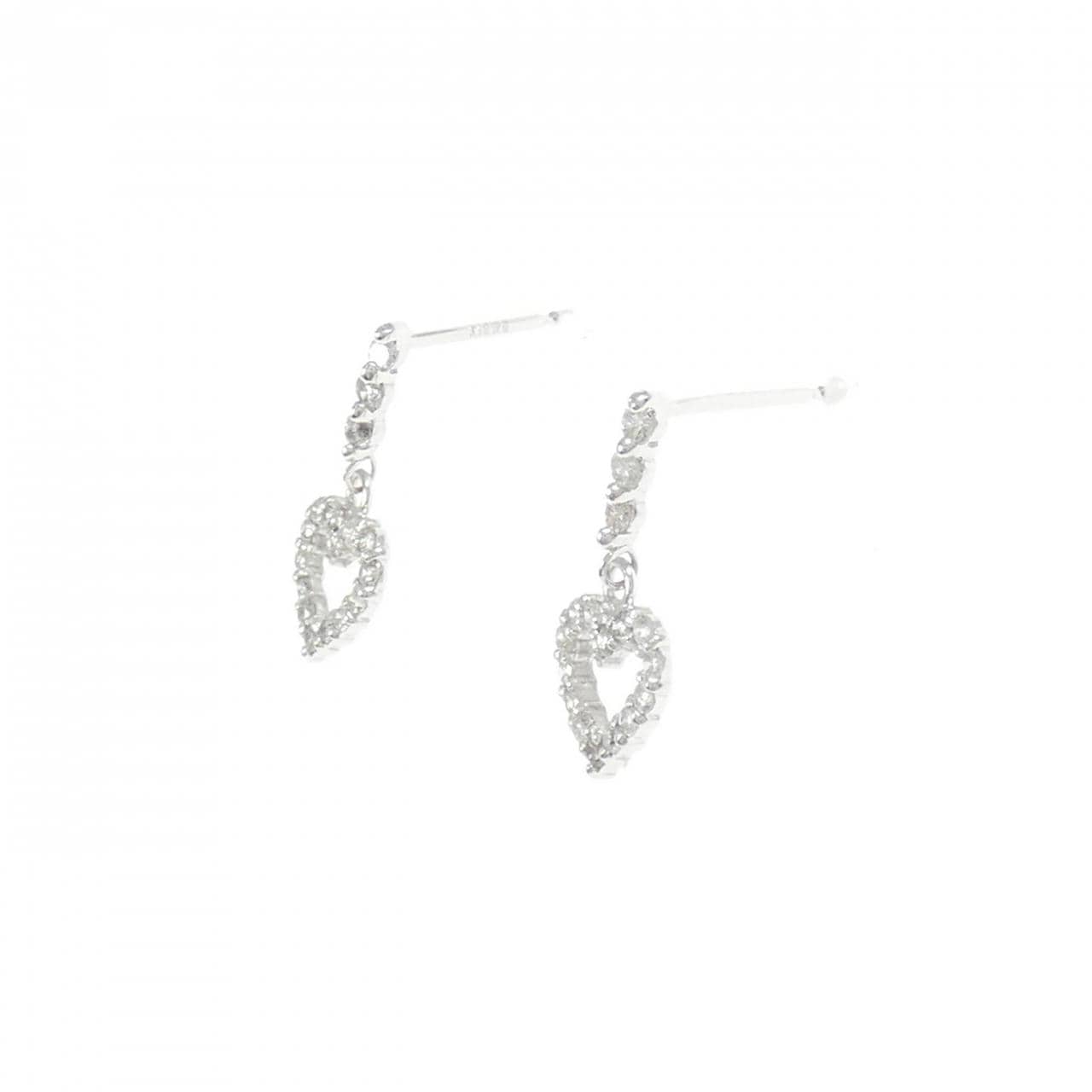 K18WG ハート ダイヤモンド ピアス 0.22CT