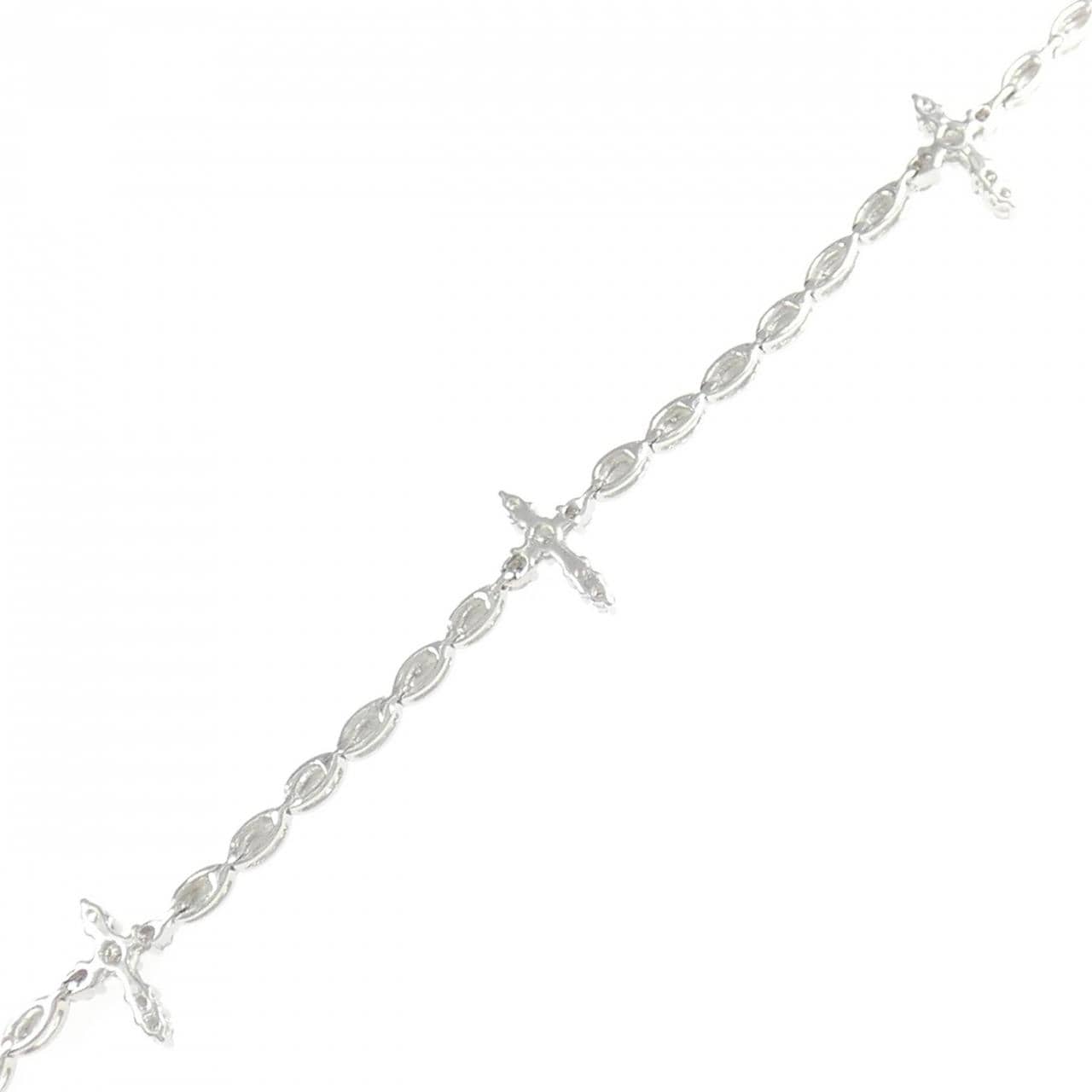 K18WG クロス ダイヤモンド ブレスレット 0.15CT