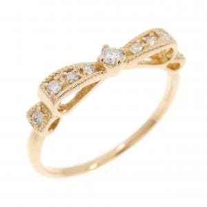 K18PG リボン ダイヤモンド リング 0.10CT