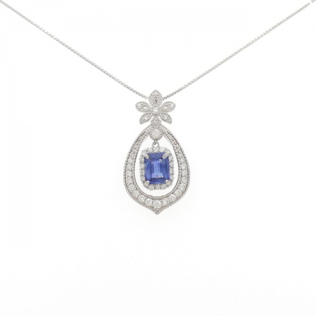 PT950/PT850 フラワー サファイヤ ネックレス 1.480CT