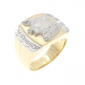 K18YG/PT900 ピッグ ダイヤモンド リング 0.12CT