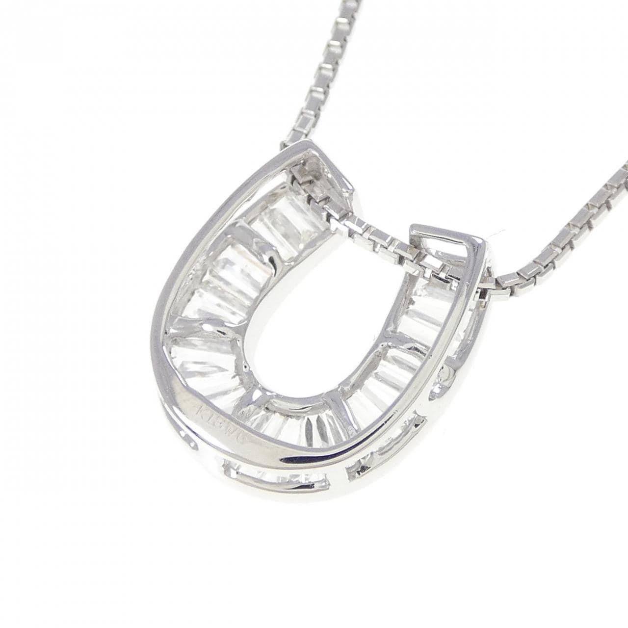 K18WG ホースシュー ダイヤモンド ネックレス