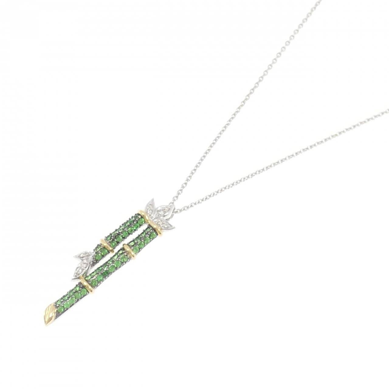 K18スリーカラー バンブー グリーンガーネット ネックレス 1.00CT