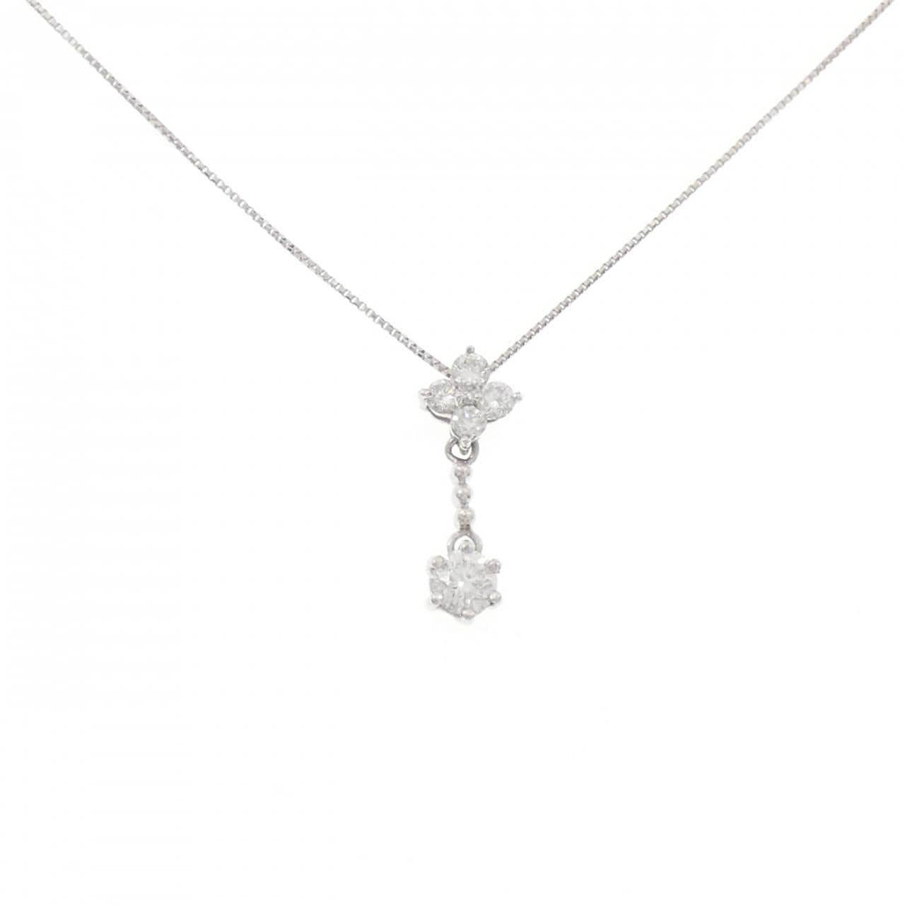 PT900/PT850 フラワー ダイヤモンド ネックレス 0.50CT
