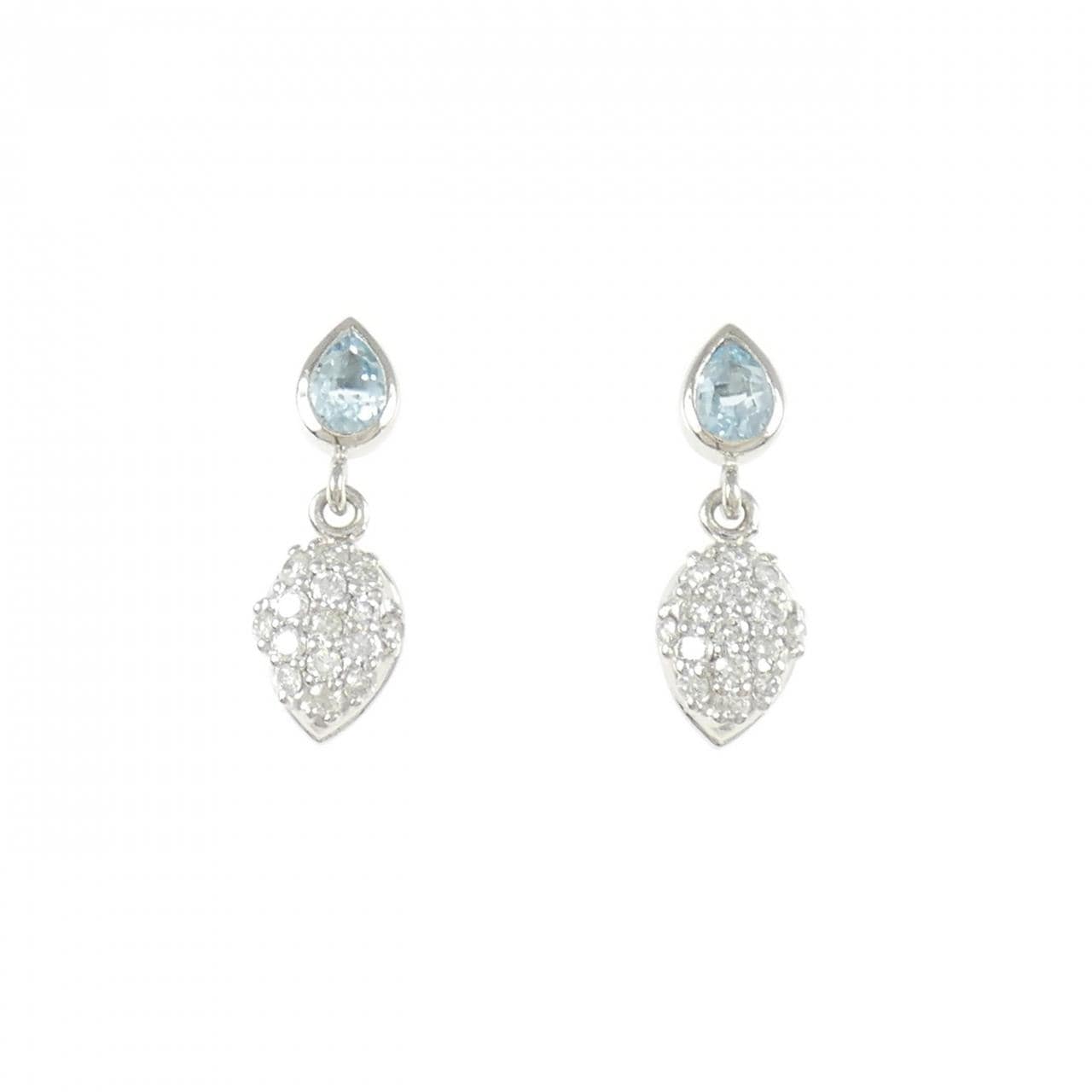 PT900 ブルートパーズ ピアス 0.40CT