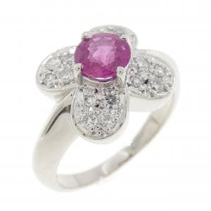 PT900 フラワー ルビー リング 0.67CT