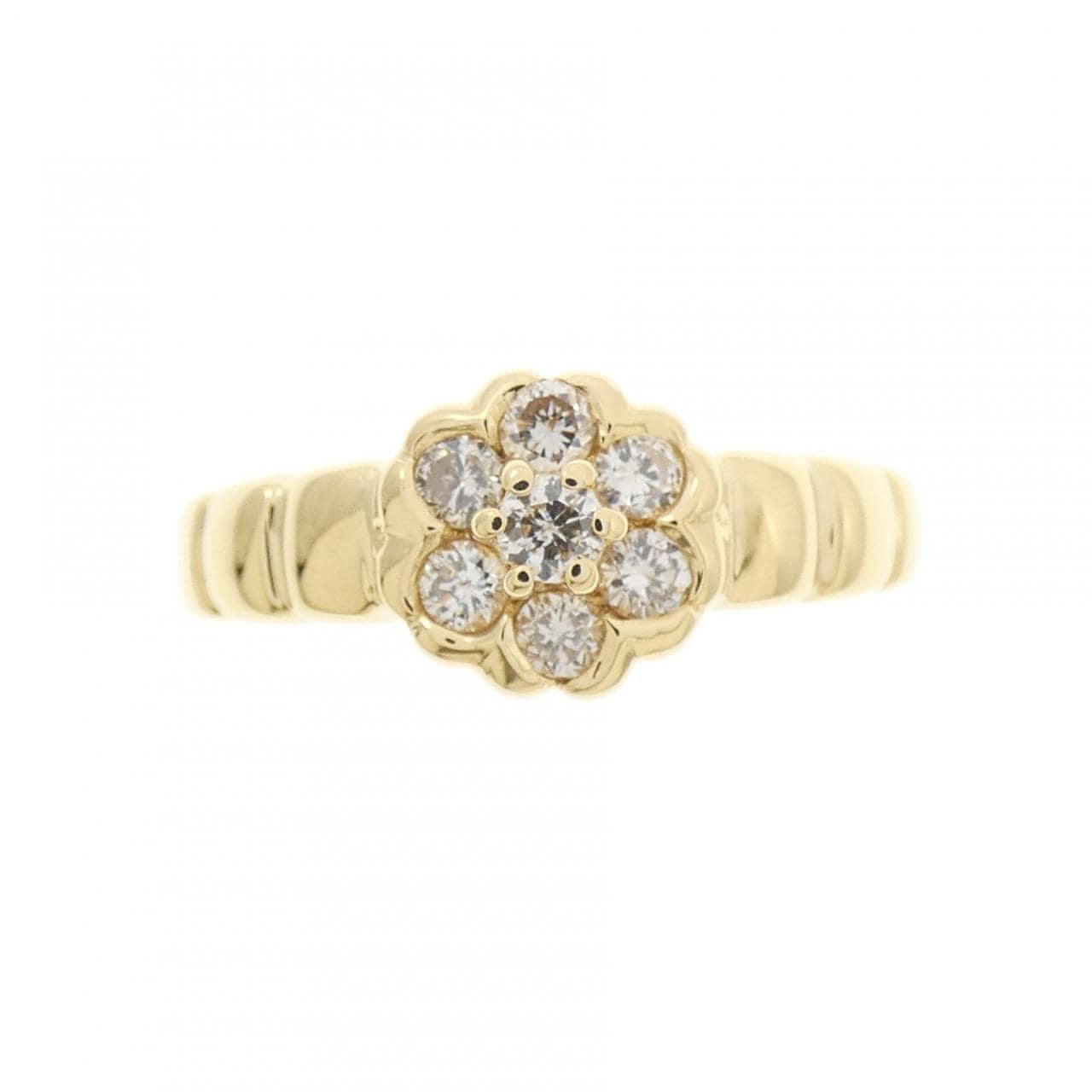 K18YG フラワー ダイヤモンド リング 0.23CT