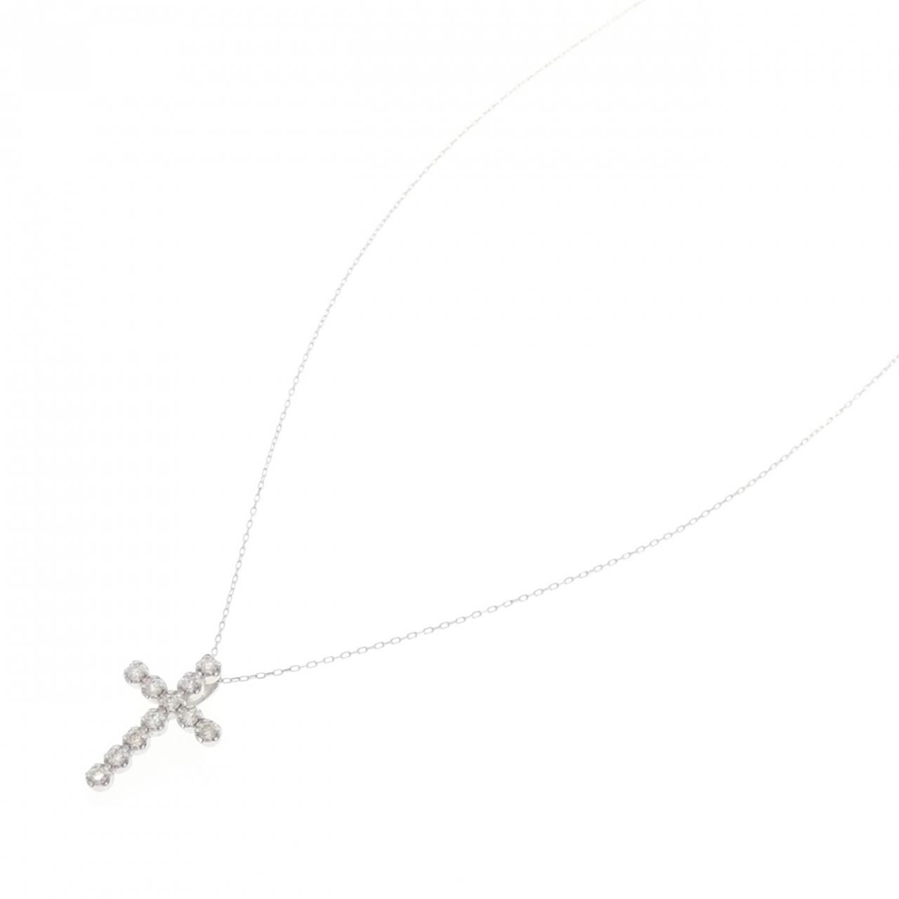 K18WG クロス ダイヤモンド ネックレス 0.20CT