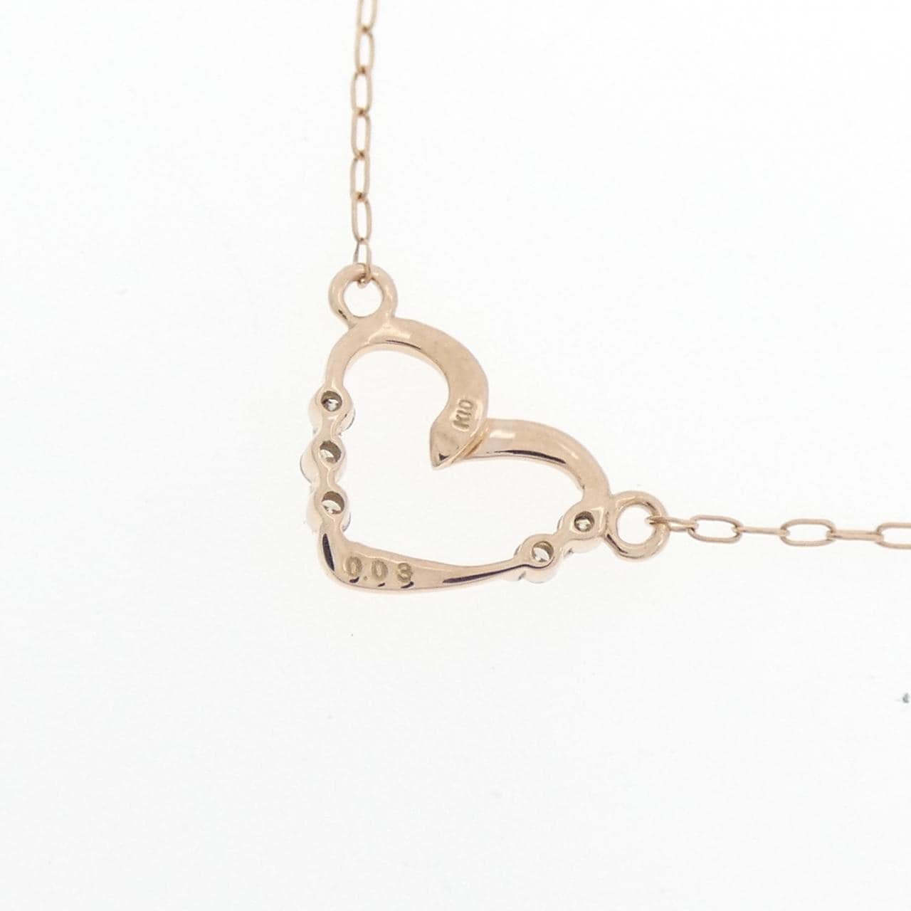 K10PG ハート ダイヤモンド ネックレス 0.03CT