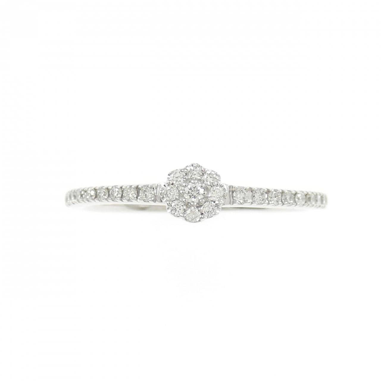 K18WG フラワー ダイヤモンド リング 0.14CT