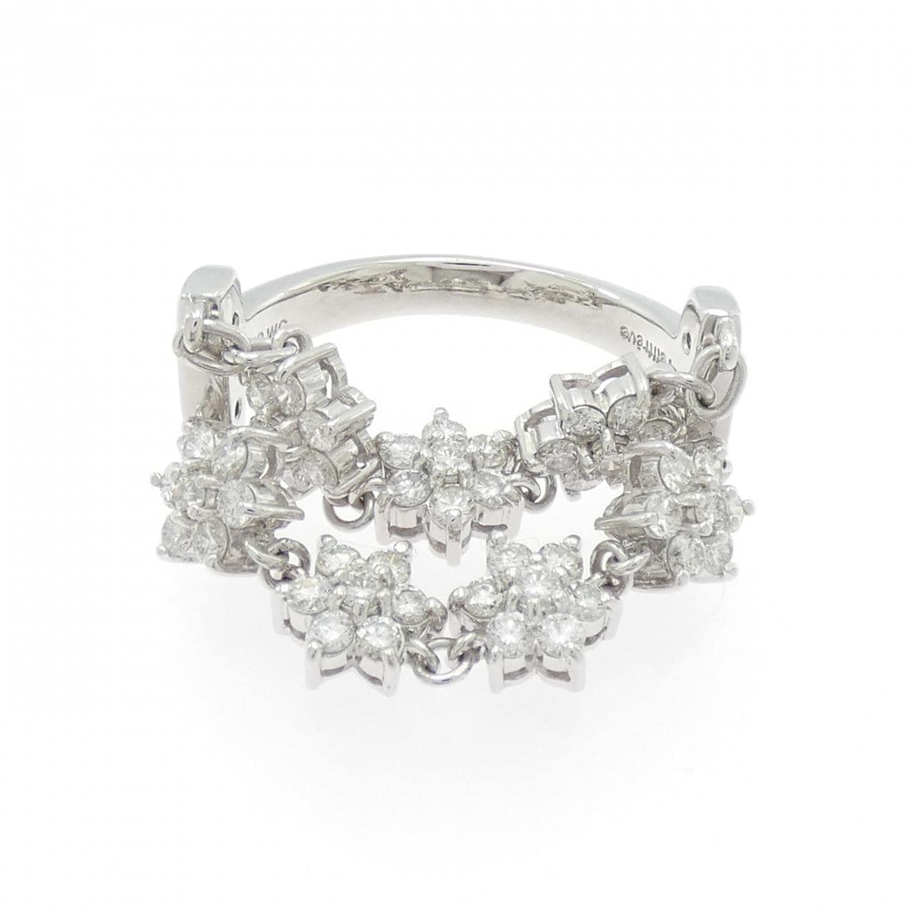 K18WG フラワー ダイヤモンド リング