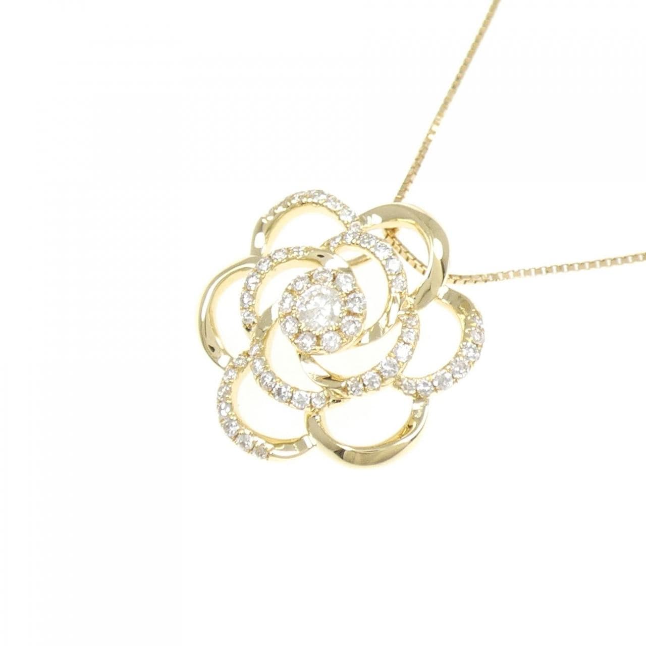 K18YG Flower Diamond Necklace 0.58CT