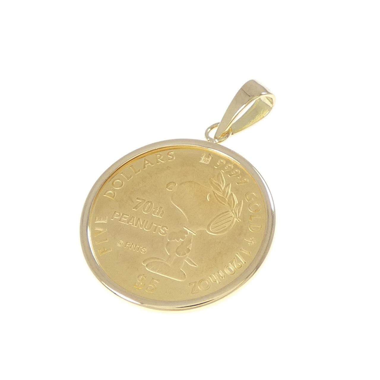 K18YG (框) 硬币吊坠
