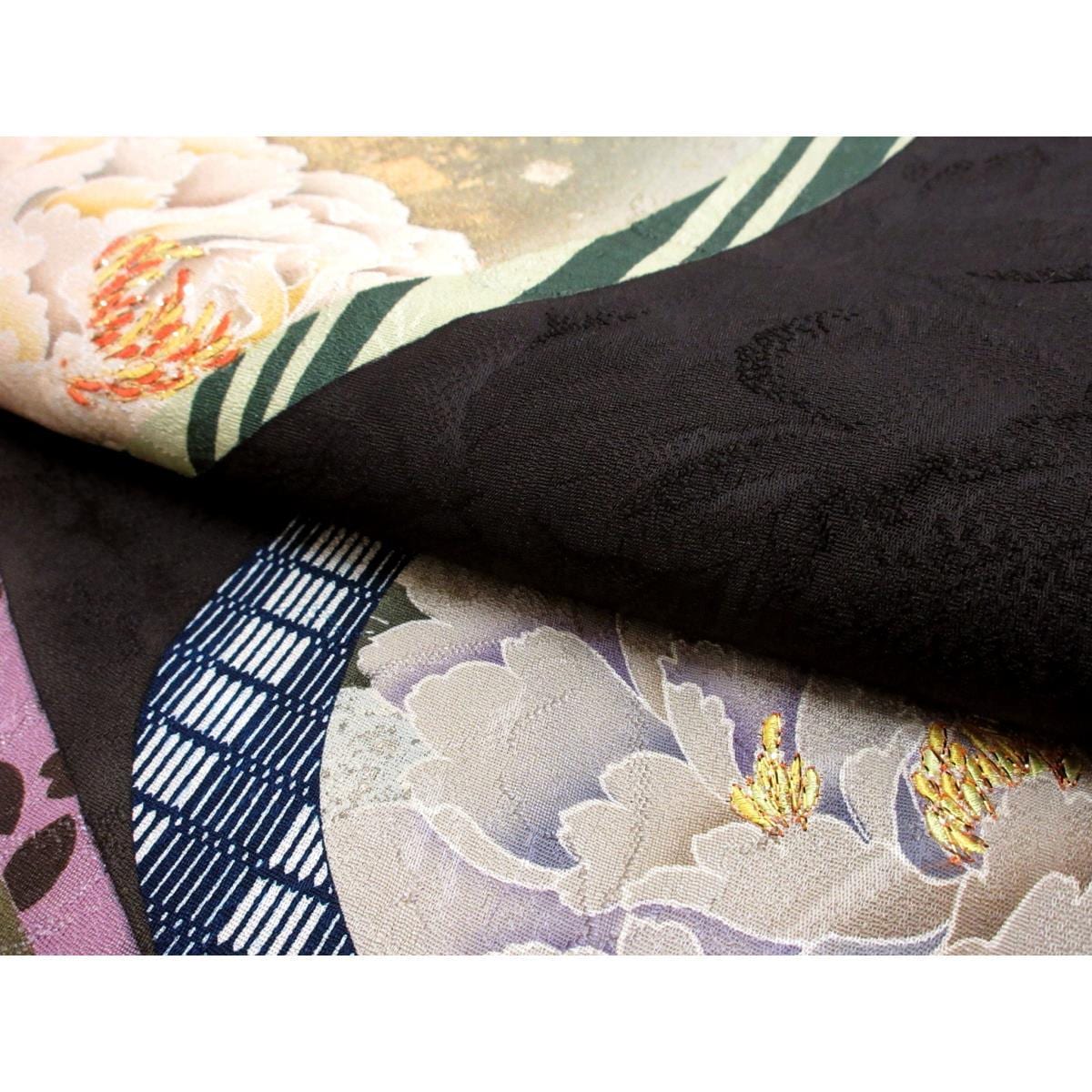 振袖　友禅金彩加工　刺繍入りボカシ染