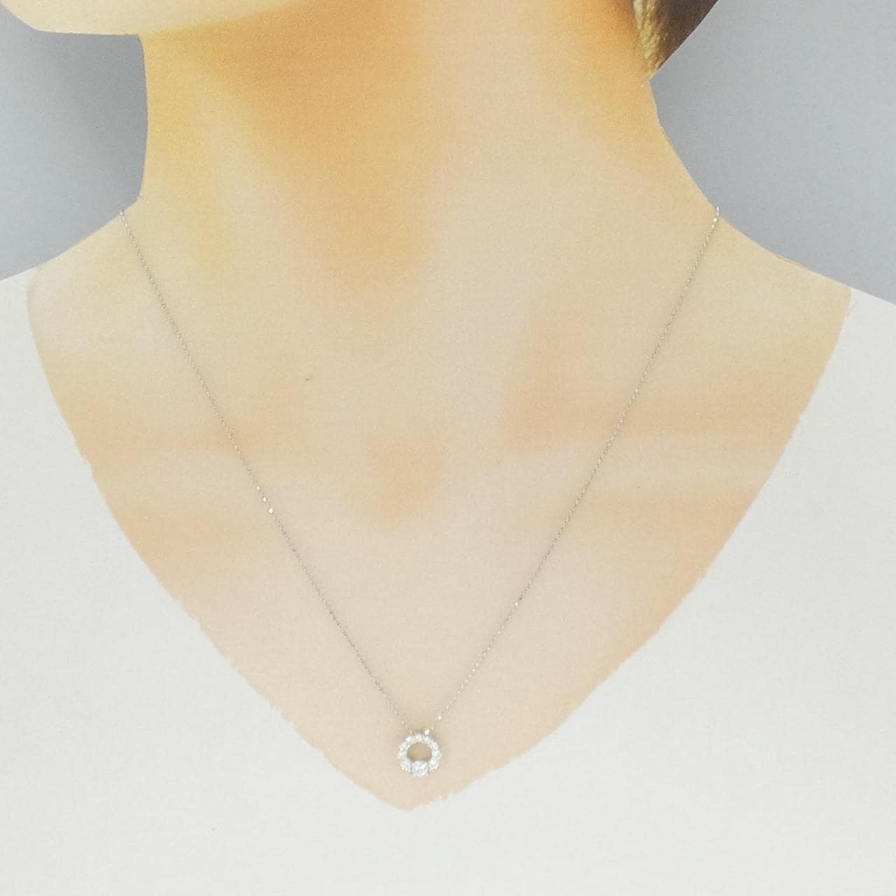 K18WG ダイヤモンド ネックレス 0.134CT