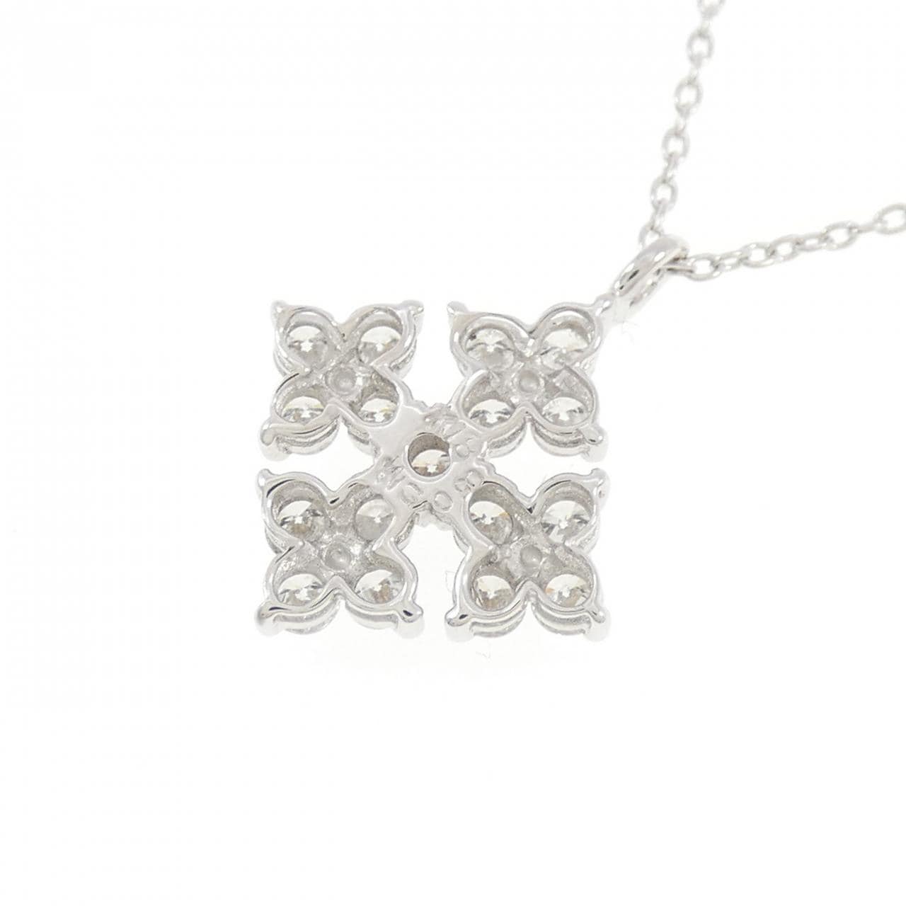 K18WG フラワー ダイヤモンド ネックレス 0.50CT