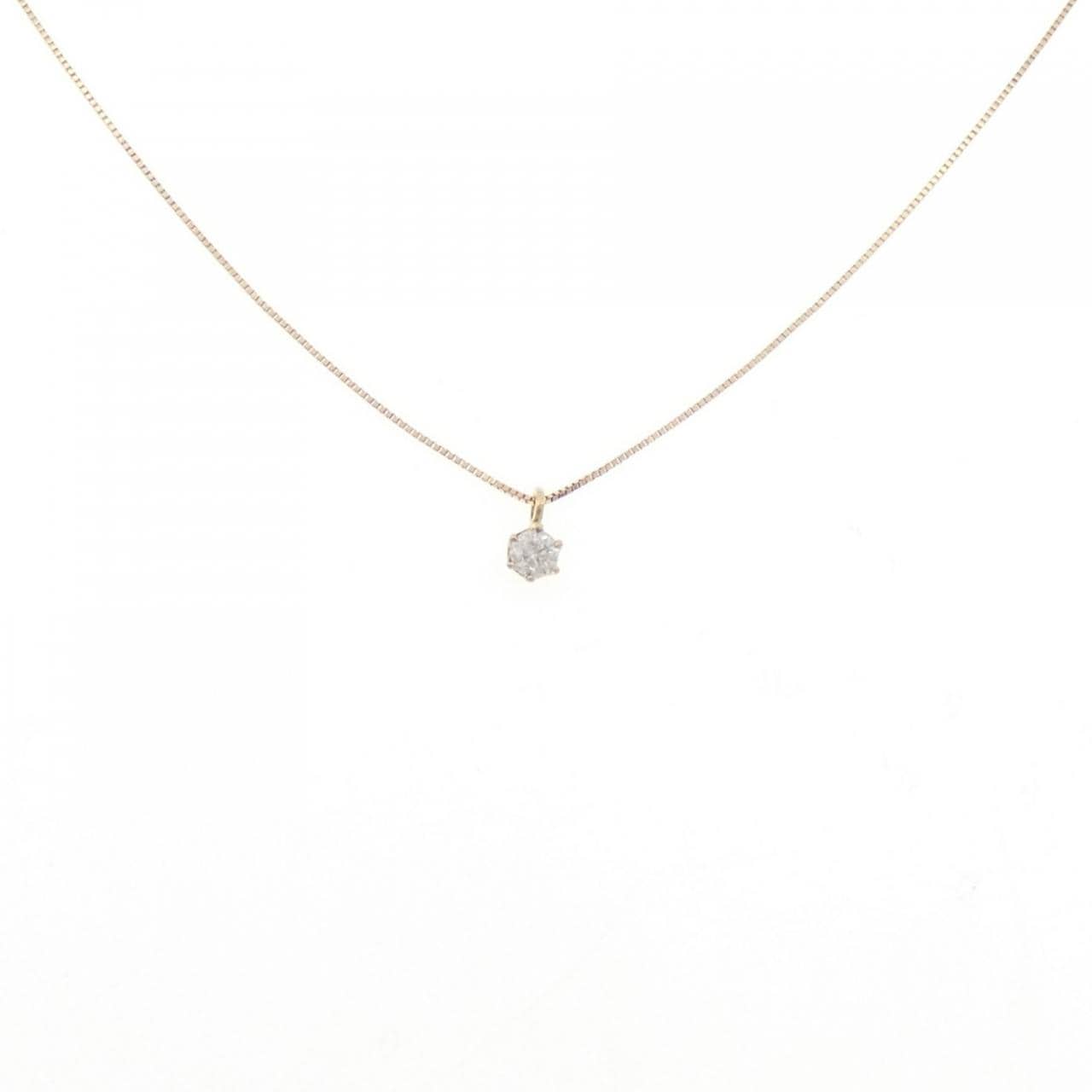 K18YG ソリティア ダイヤモンド ネックレス 0.1CT