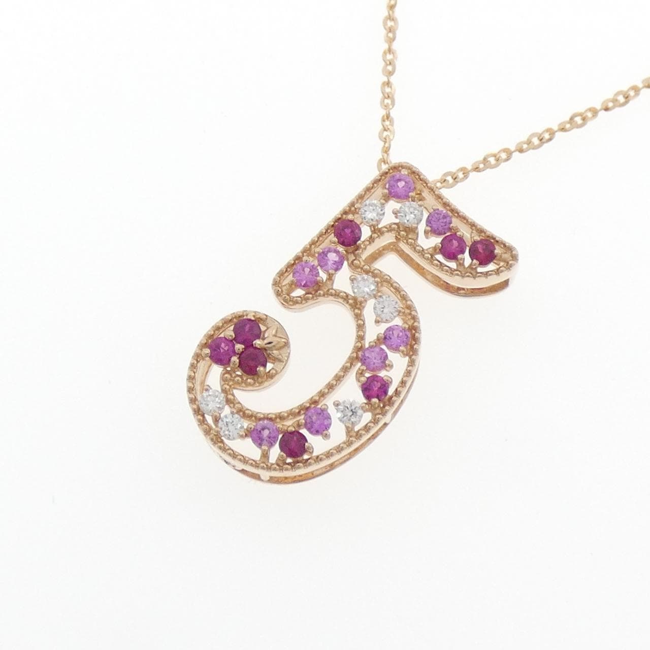 K18PG ナンバー5 カラーストーン ネックレス