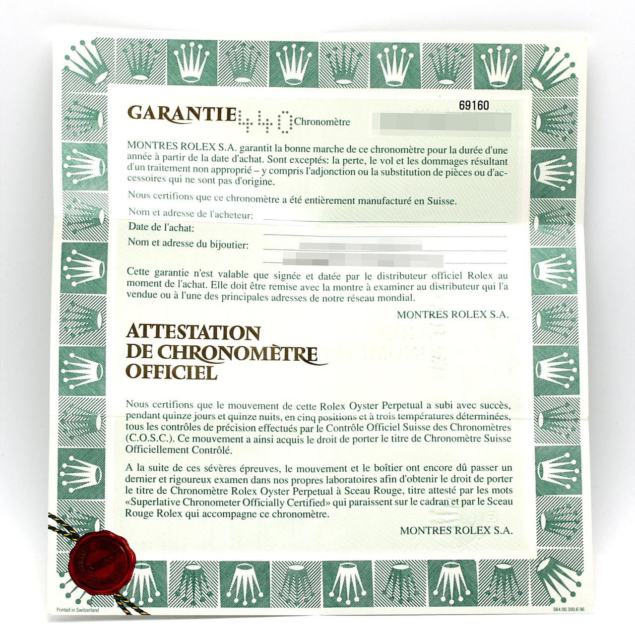 ロレックス オイスターパーペチュアルデイト 69160 SS 自動巻 T番