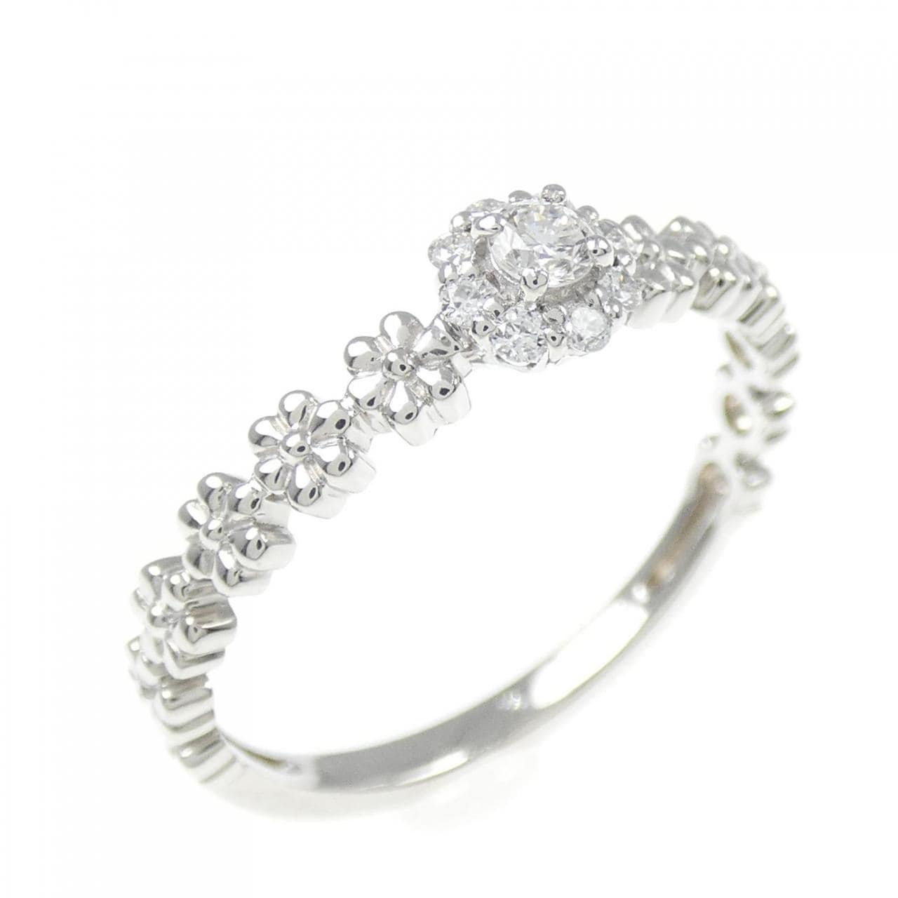 PT999 フラワー ダイヤモンド リング 0.13CT