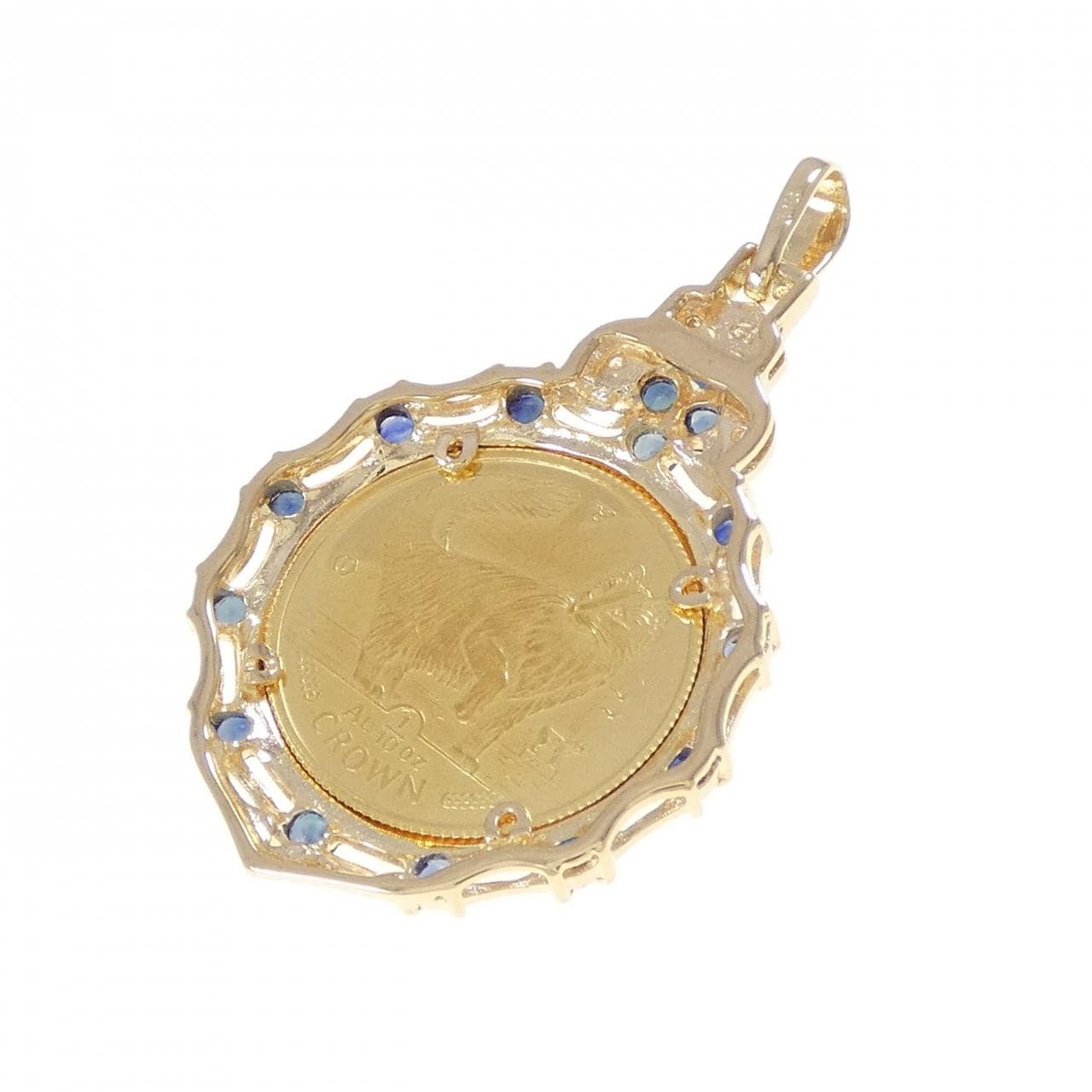 K18YG(枠) サファイヤ コイン ペンダント
