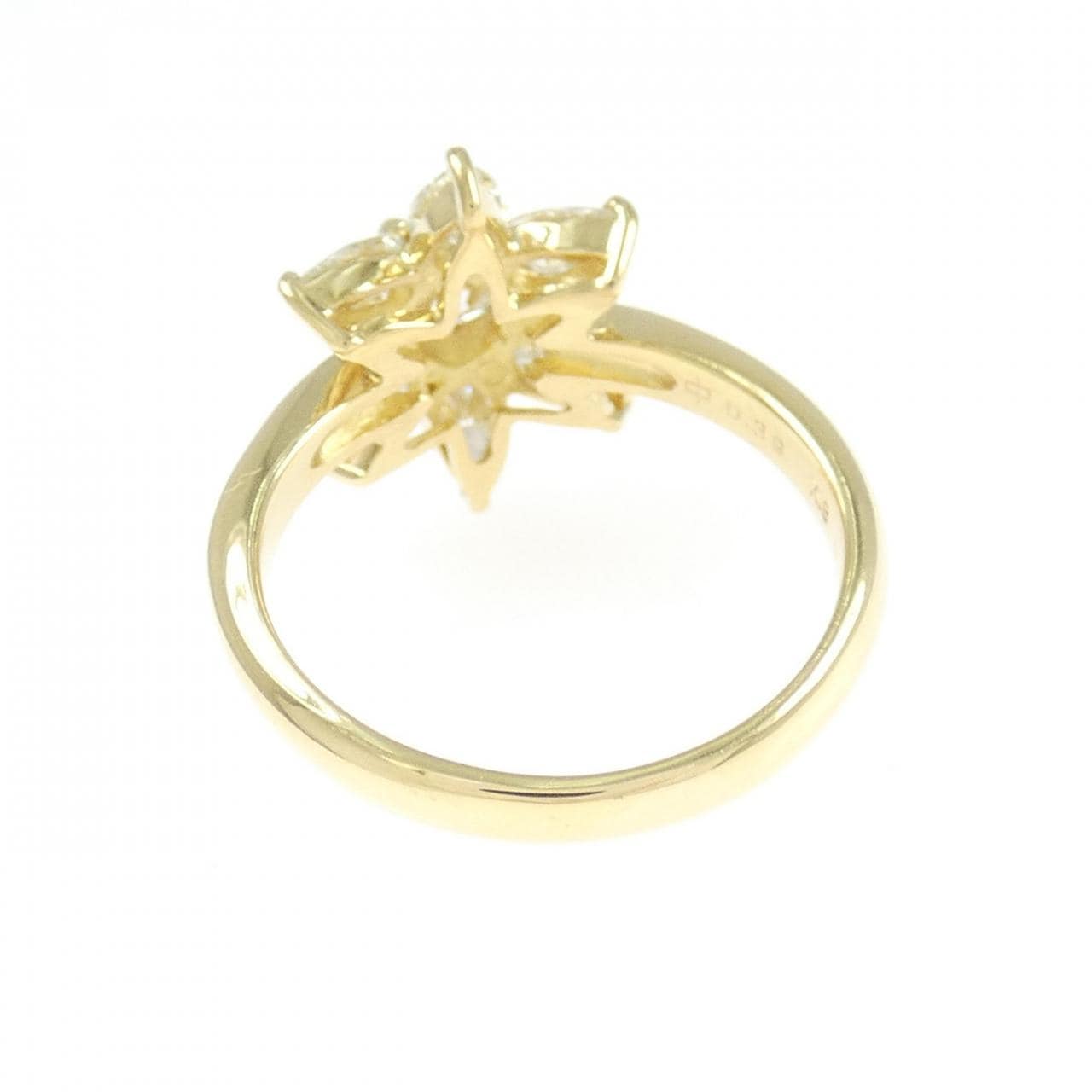 K18YG フラワー ダイヤモンド リング 0.39CT