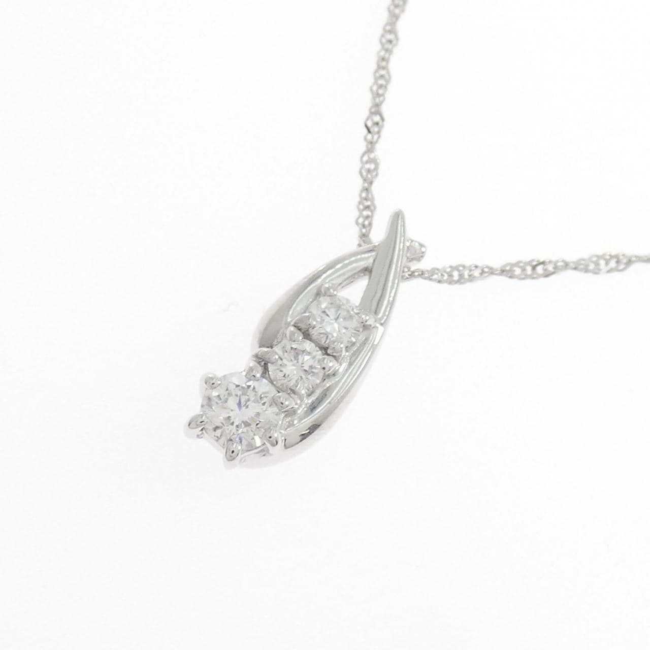 K18WG/750WG キュービック ネックレス 0.31CT