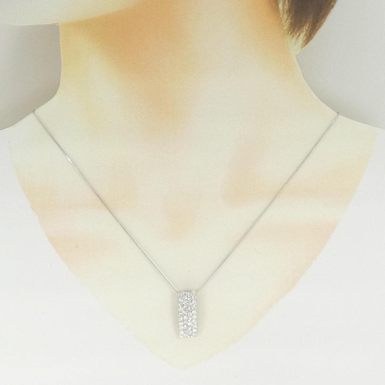 K18WG パヴェ ダイヤモンド ネックレス 1.58CT
