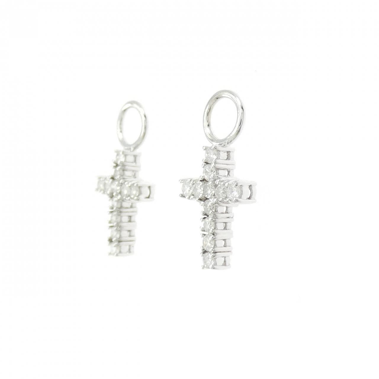 K18WG クロス ダイヤモンド ピアスパーツ 0.54CT