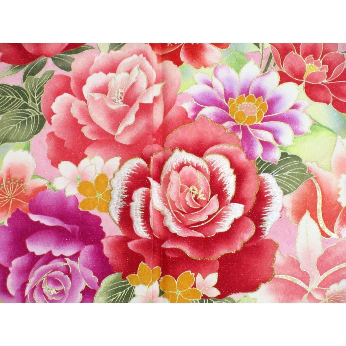 振袖　友禅金彩加工　刺繍入り　きもの・長襦袢　２点セット