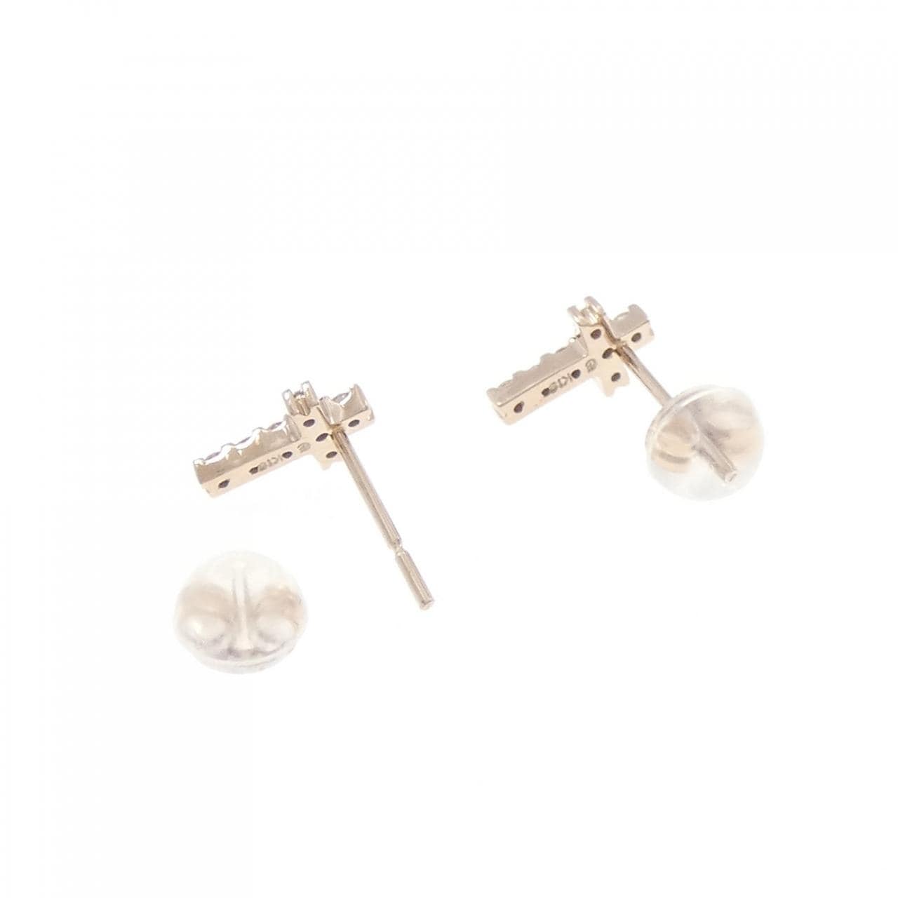 K18PG 十字鑽石耳環