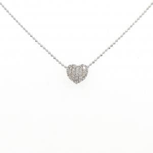 K18WG ハート パヴェ ダイヤモンド ネックレス 0.25CT