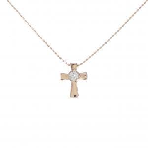 K18PG クロス ダイヤモンド ネックレス 0.15CT