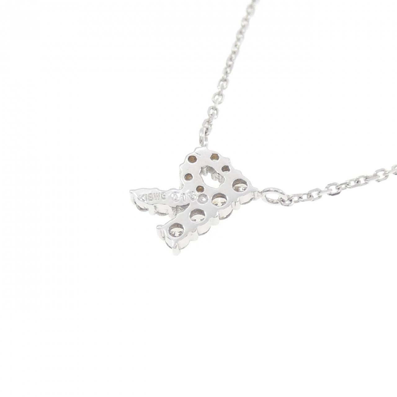 K18WG イニシャルR ダイヤモンド ネックレス 0.16CT