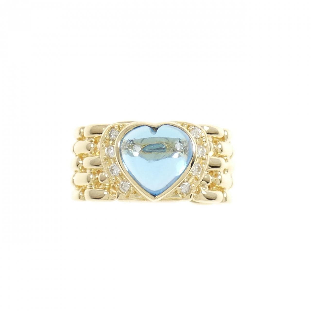 K18YG heart blue Topaz ring