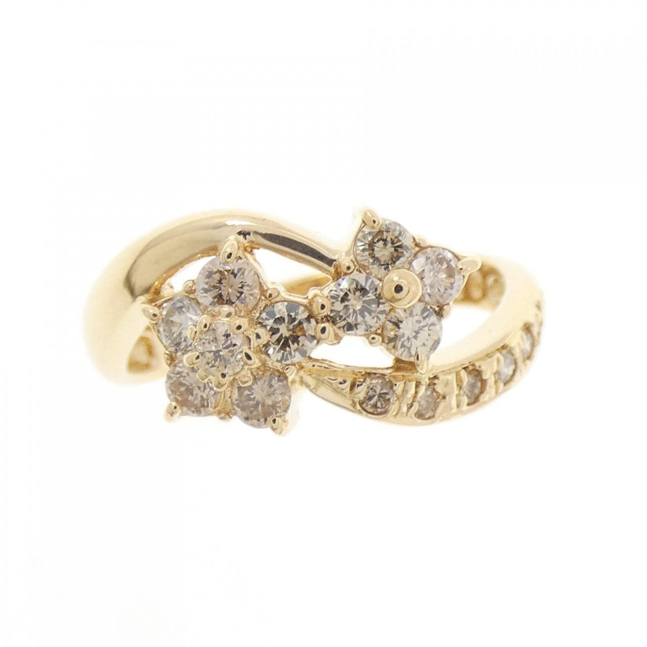 K18YG フラワー ダイヤモンド リング 0.50CT