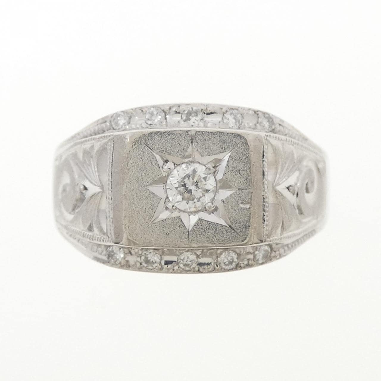 PT900 印台 ダイヤモンド リング 0.10CT