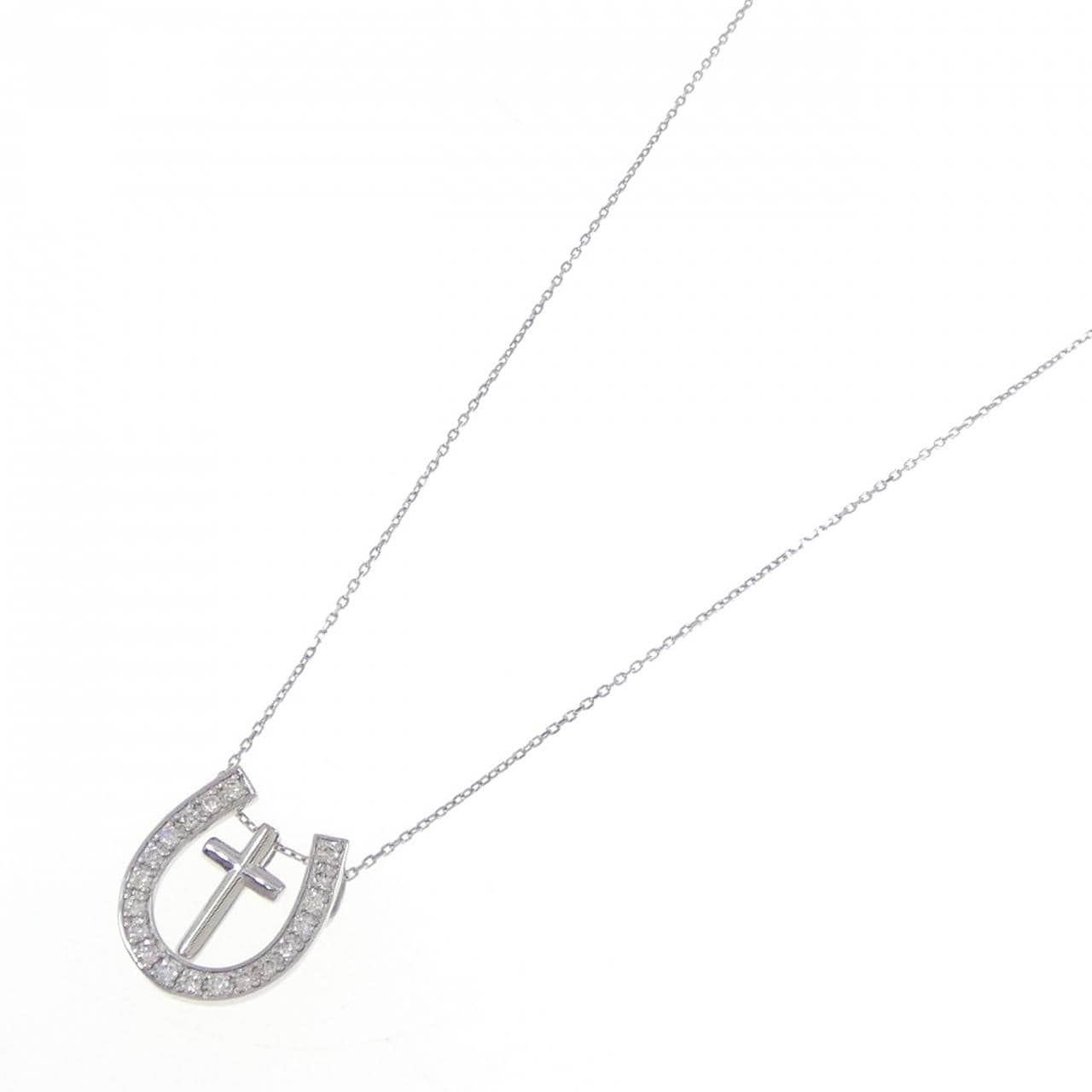 【新品】PT900/PT850 2WAY ホースシュー×クロス ダイヤモンド ネックレス 0.20CT