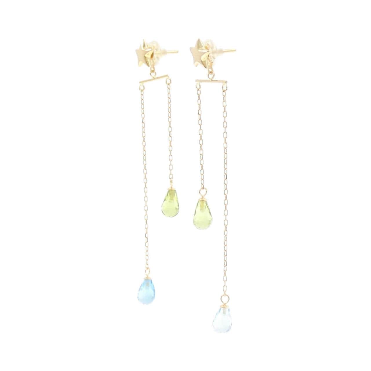 750YG/K18YG スター ブルートパーズ ピアス