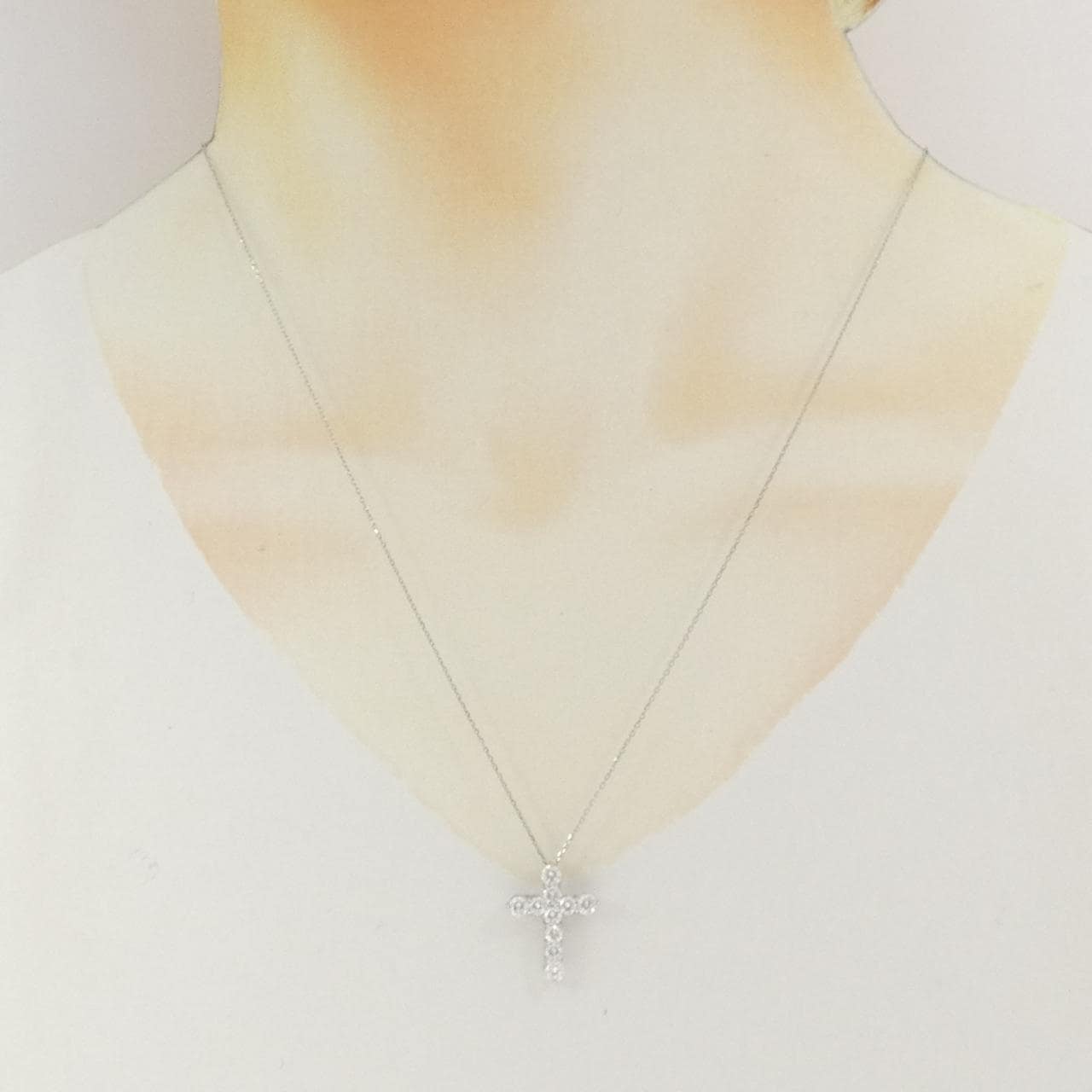 PT900/PT850 クロス ダイヤモンド ネックレス 1.00CT