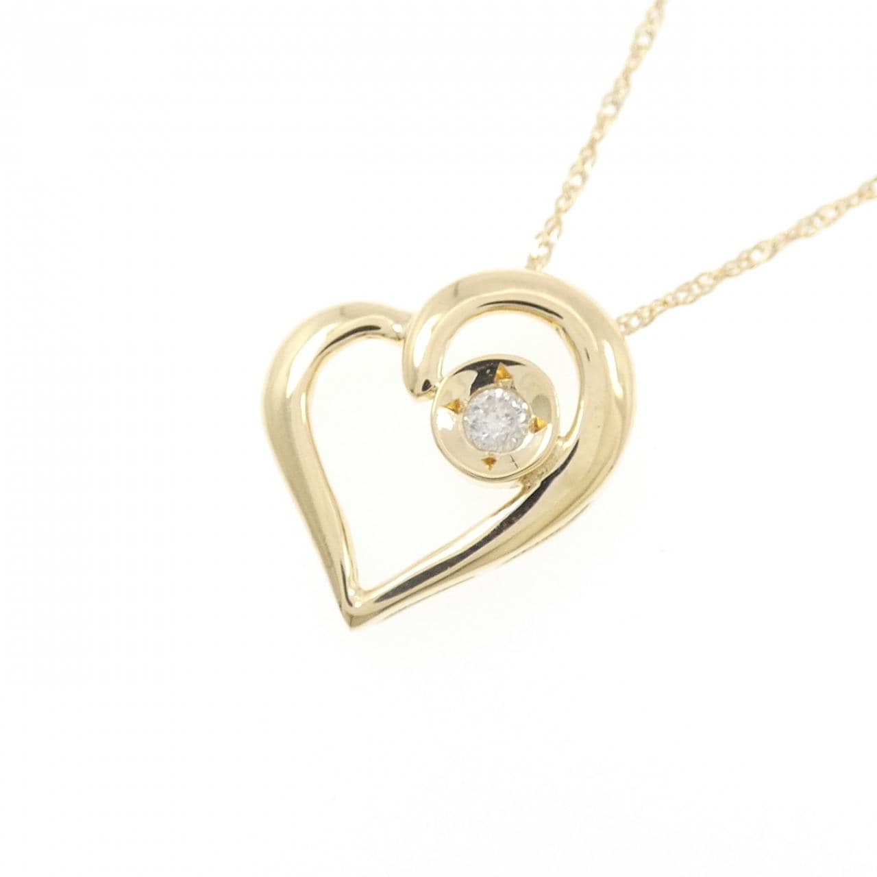 K18YG ハート ダイヤモンド ネックレス 0.05CT