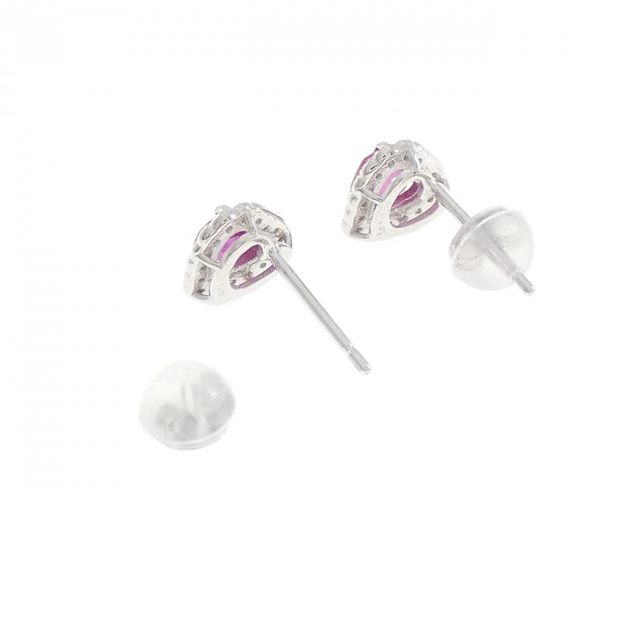 K18WG ハート ルビー ピアス 0.69CT
