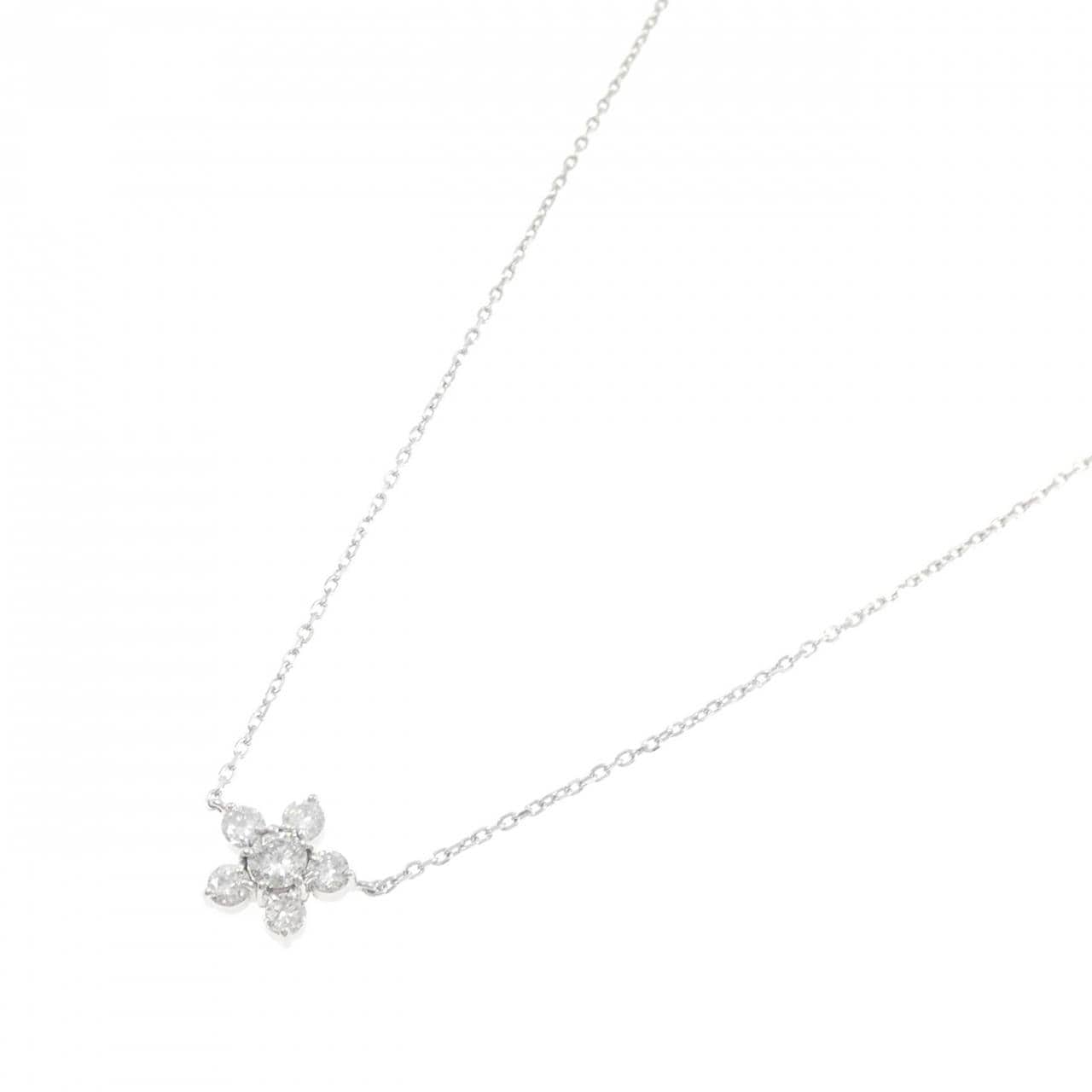 PT900/PT850 フラワー ダイヤモンド ネックレス 0.25CT
