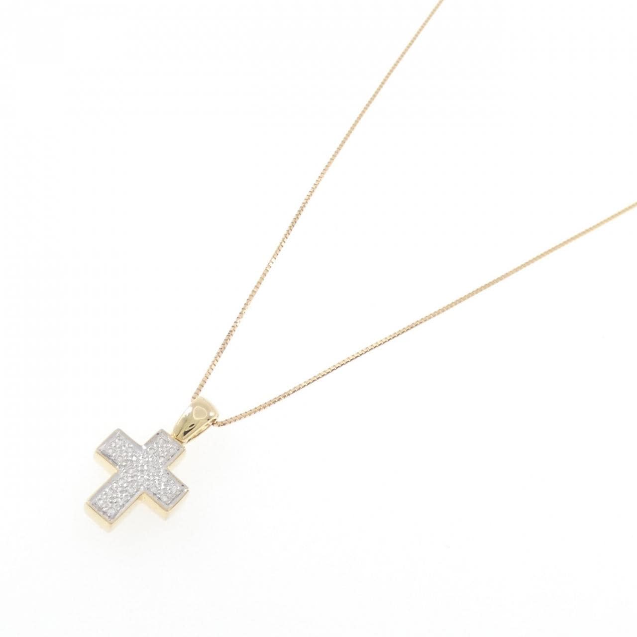 750YG/750WG/K18YG Cross Diamond Necklace 0.11CT